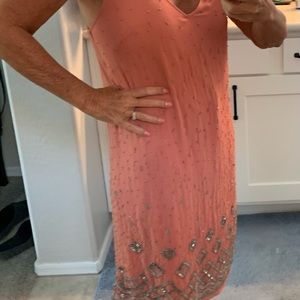 WHBM Spring Terra Cotta Embellished Dress L